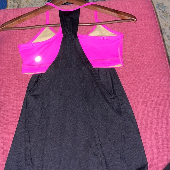 Lululemon No Limits Tank Black Raspberry Glo Light Hot Pink No Limit Bra Top - Picture 7 of 8